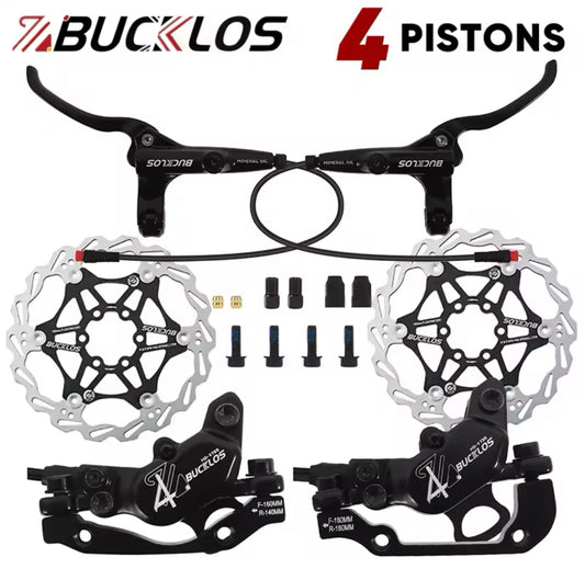 BUCKLOS 4 Piston E-BIKE Power Off Brake Set 1150mm 1950mm Hydraulic Brake Set