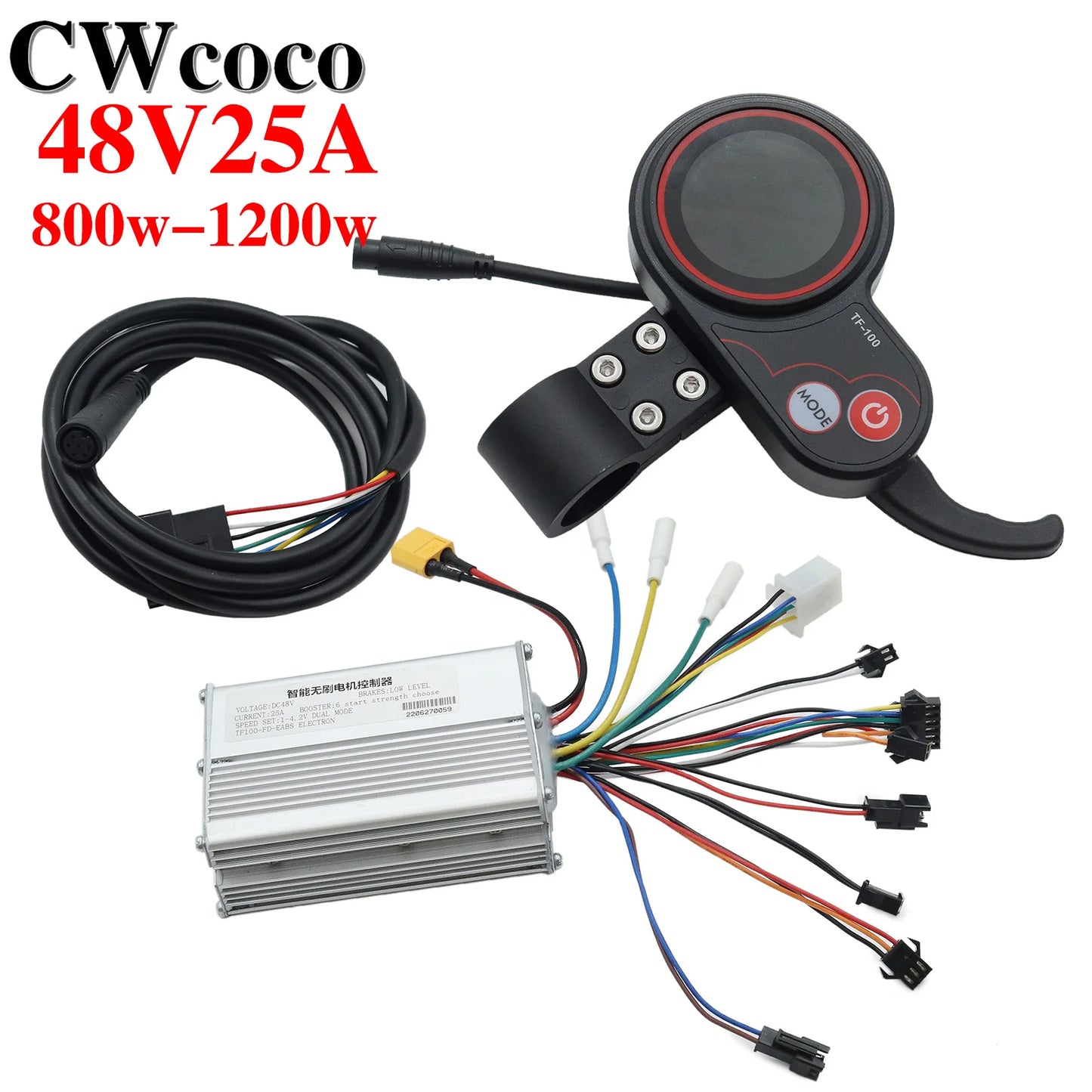 48V 25A 1200W Escooter Controller + Display Thumb Throttle