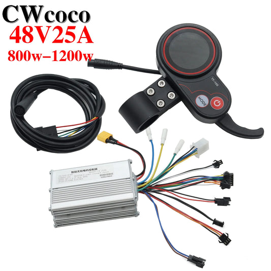 48V 25A 1200W Escooter Controller + Display Thumb Throttle