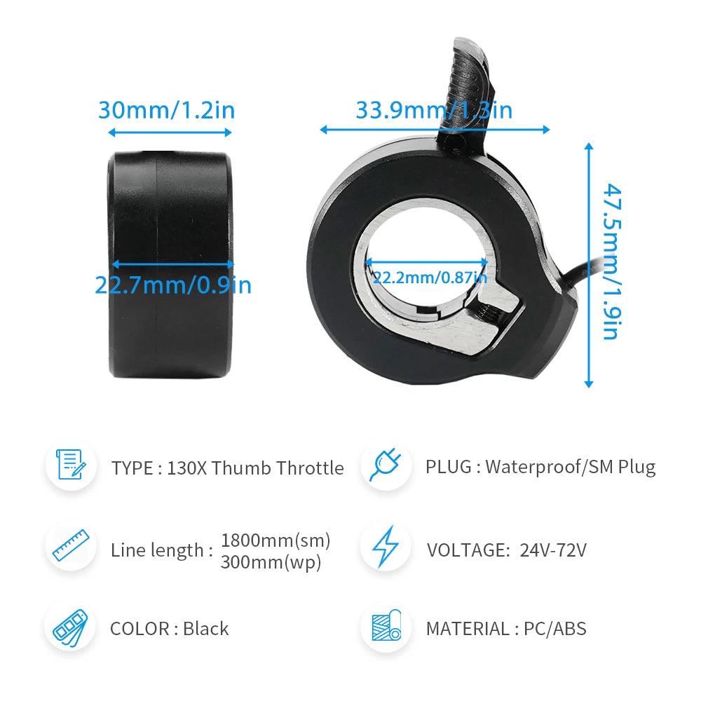 Thumb Throttle Ebike/Scooter SM/WP Plug