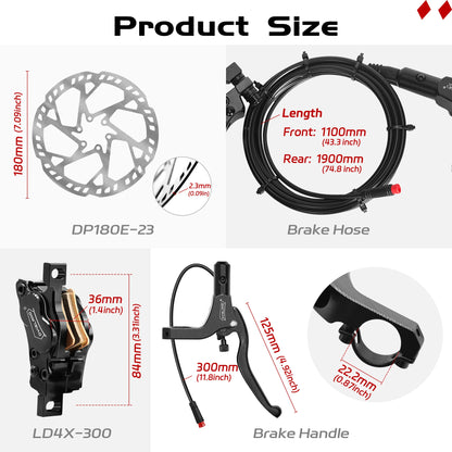 4 Piston E-Bike/E-scooter Hydraulic Disc Brake 2-PIN & 3-PIN Power-Off Hydraulic Disc Brakes